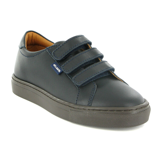 Velcro Tennis Sneaker, Navy Leather - Loafers - 4