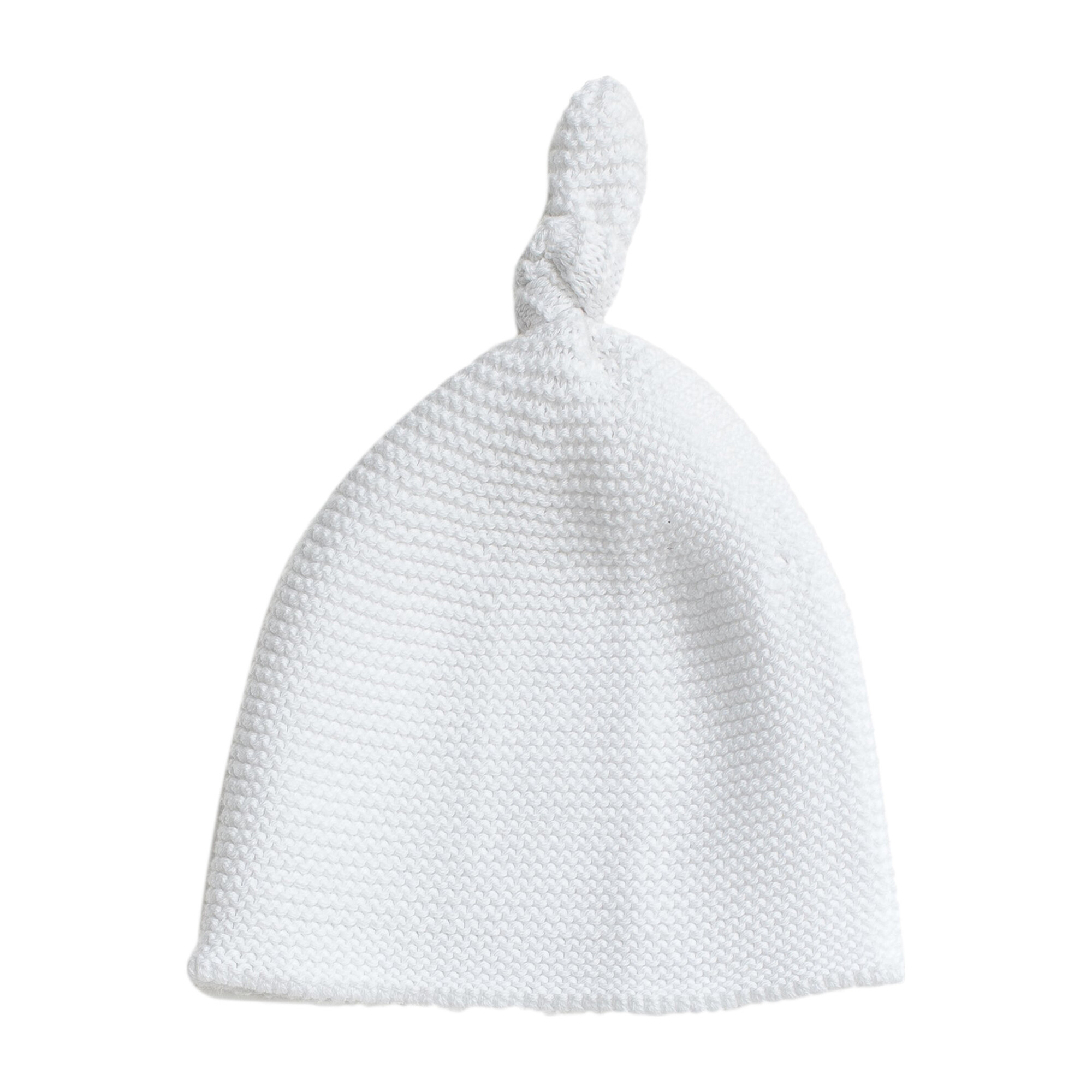 white knotted baby hat