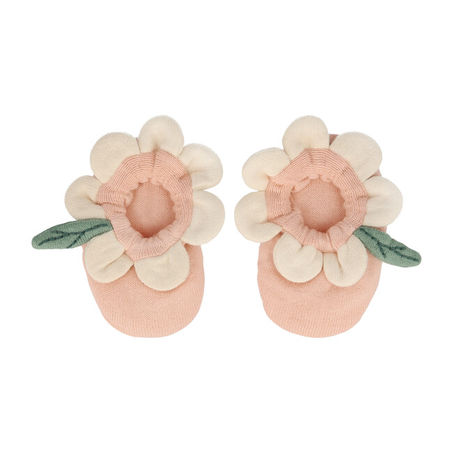 Peach Daisy Baby Booties