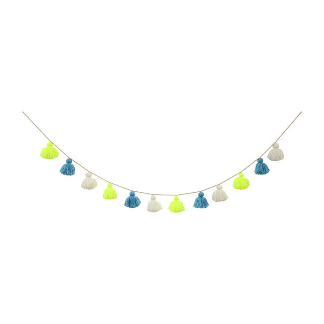 Blue Wool Tassel Garland