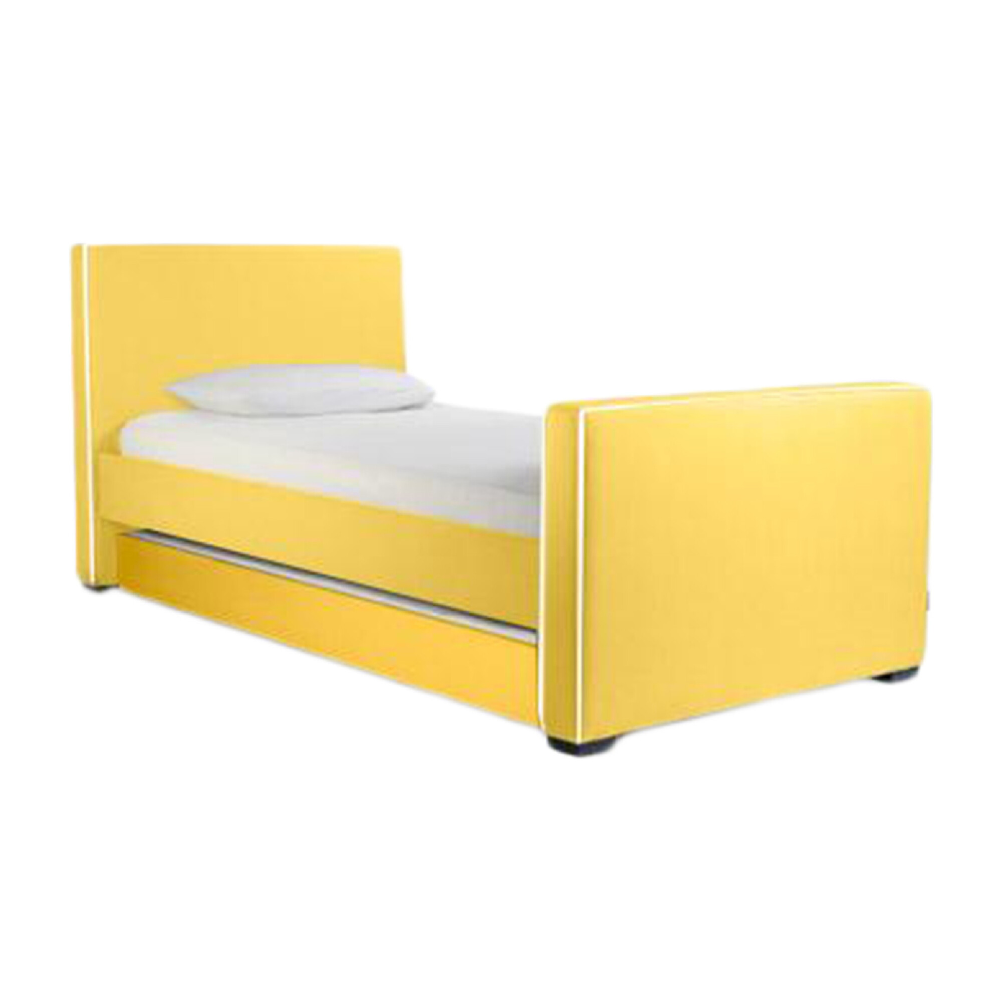 Dorma High Headboard Trundle Bed, Yellow Microfiber & Walnut Frame