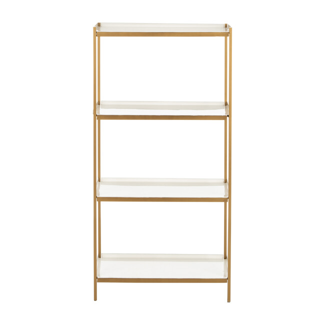 Daniella 4-Tier Etagere, White/Brass
