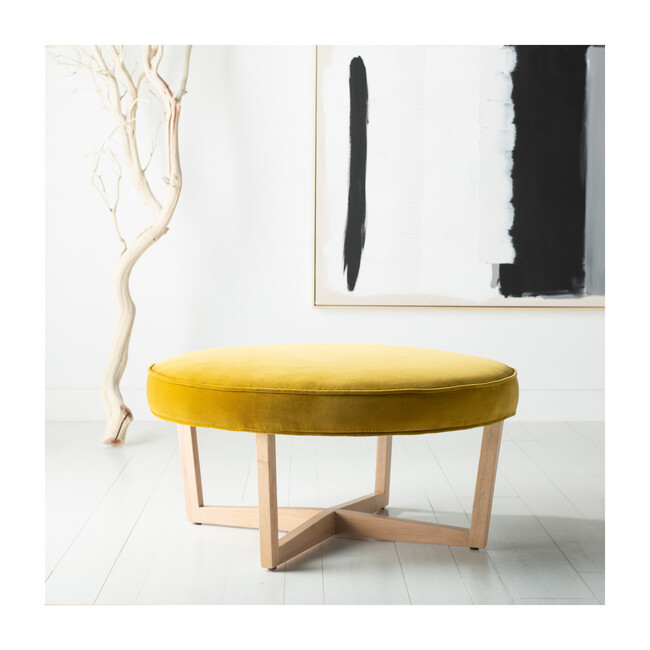 Tabby Velvet Ottoman, Gold