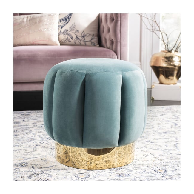 Maxine Channel Tufted Otttoman, Forest Green