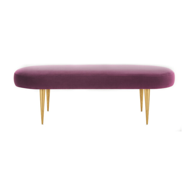 Corinne Velvet Oval Bench, Plum