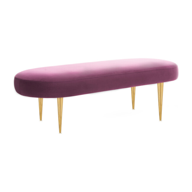 Corinne Velvet Oval Bench, Plum