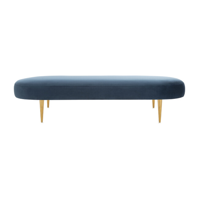 Corinne Velvet Oval Bench, Navy