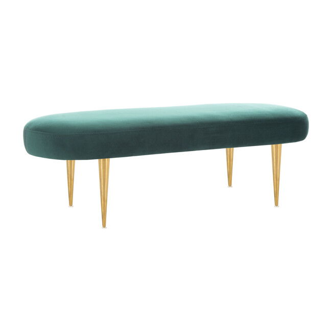 Corinne Velvet Oval Bench, Emerald