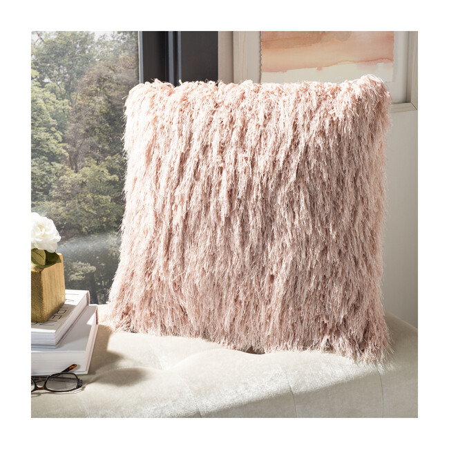 Shag Modish Metallic Pillow, Blush - 20" x 20"