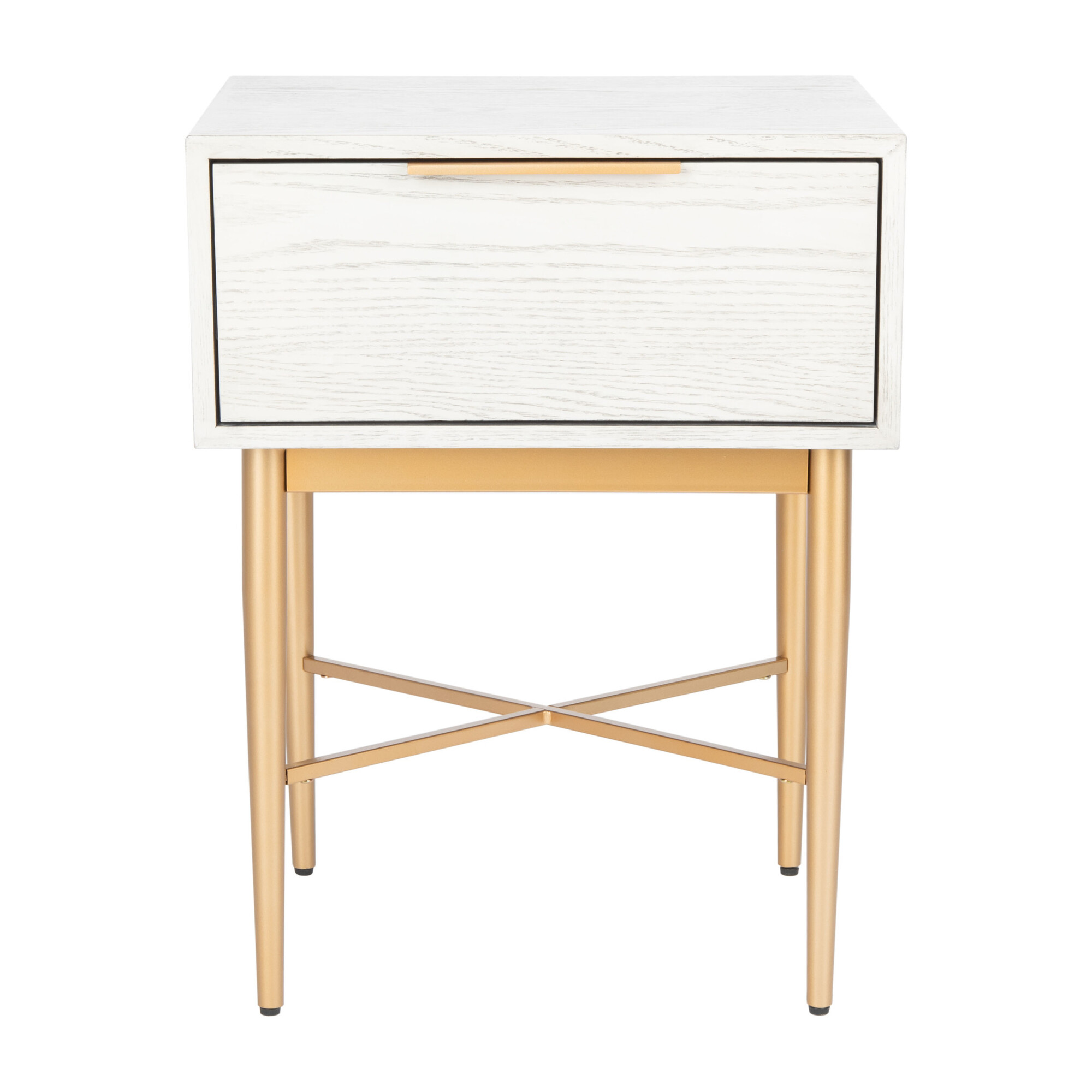 Pierre One Drawer Nightstand Washed White Gold Home Furniture Nightstands Accent Tables Maisonette
