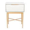 Pierre One Drawer Nightstand, Washed White/Gold - Nightstands - 1 - thumbnail