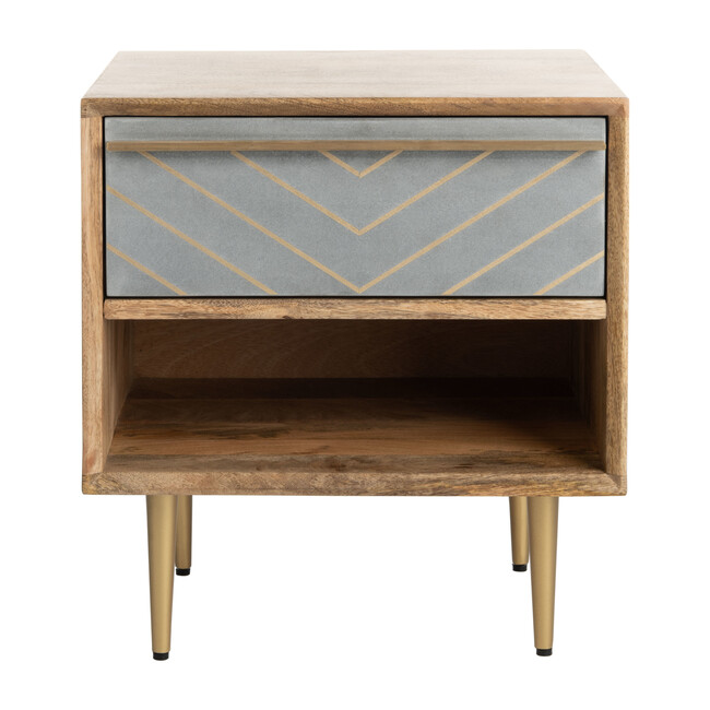 Leni Nightstand, Natural/Brass