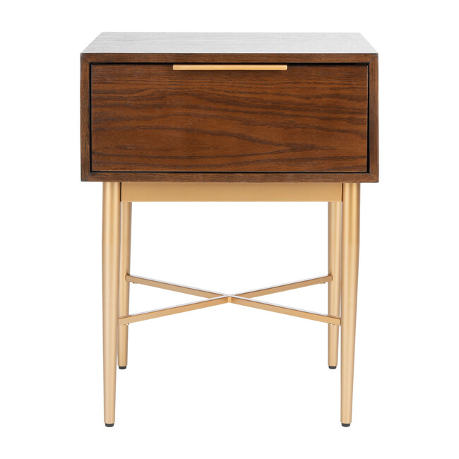 Pierre One Drawer Nightstand, Walnut/Gold