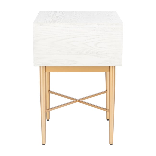 Pierre One Drawer Nightstand, Washed White/Gold - Nightstands - 5