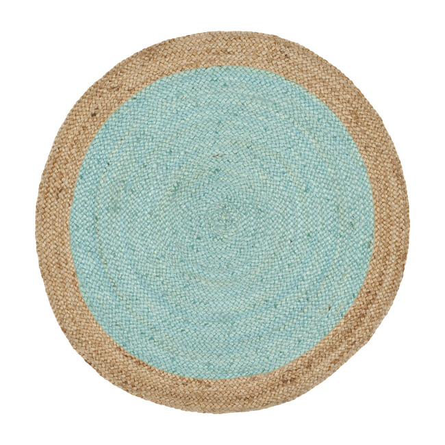 Layla Round Flatweave Rug, Aqua - Rugs - 1