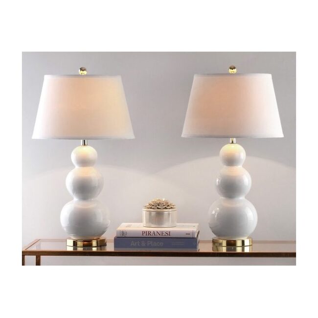 Set of 2 Pamela Triple Gourd Lamps, White - Lighting - 5
