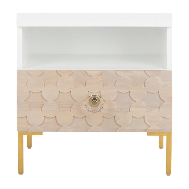 Sylvie 1 Drawer Side Table, White/Gold