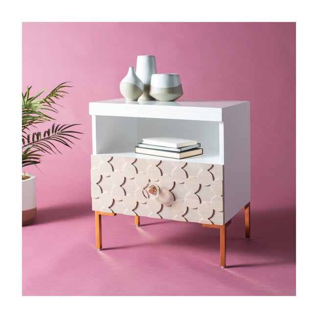 Sylvie 1 Drawer Side Table, White/Gold