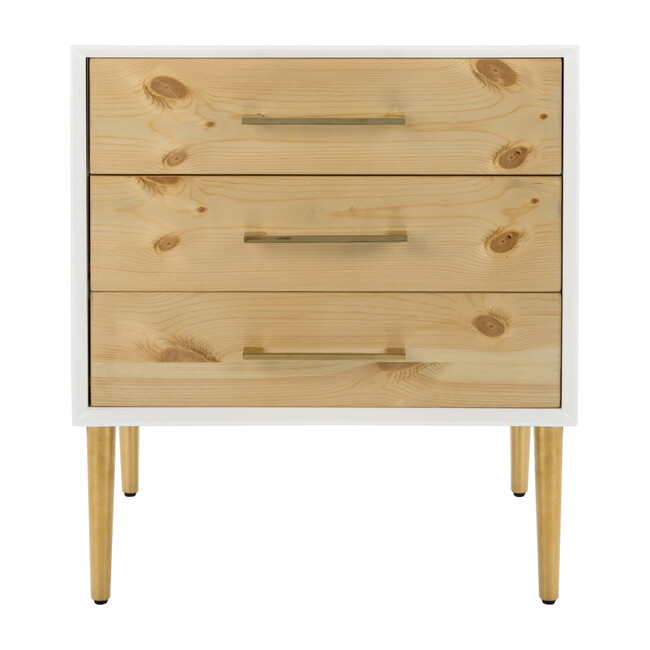 Vanda 3-Drawer Beetlewood Side Table, White