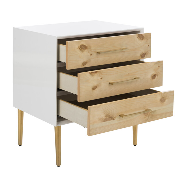 Vanda 3-Drawer Beetlewood Side Table, White