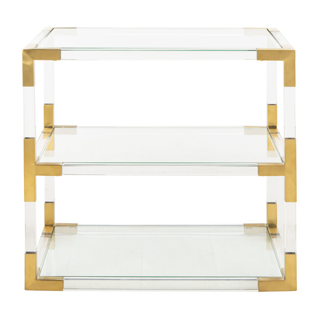 Louisa Acyrlic End Table, Brass
