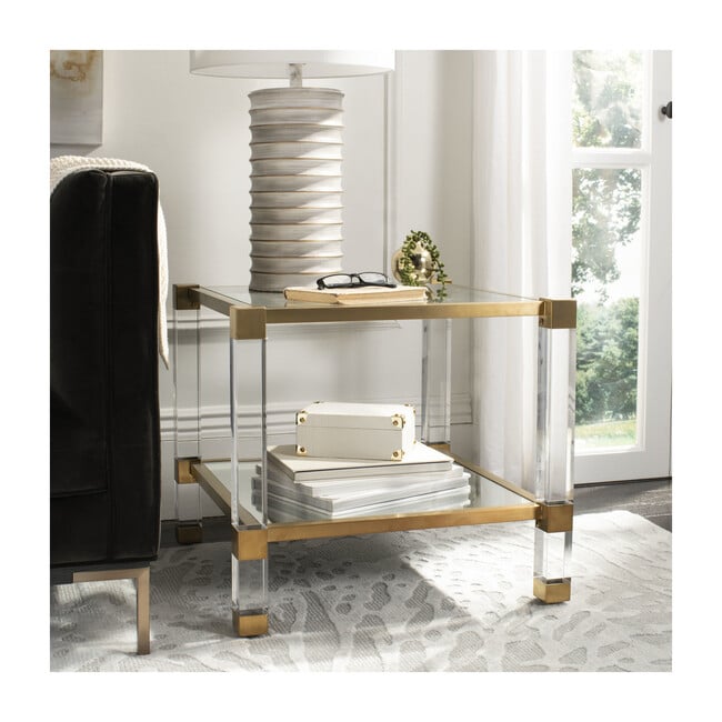 Angie Acyrlic End Table, Brass
