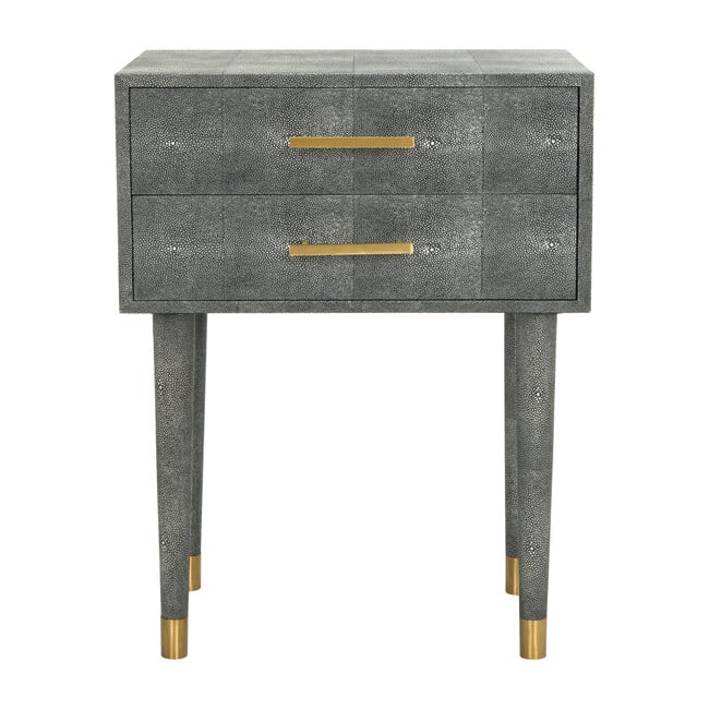 Nour Faux Shagreen End Table, Dark Grey