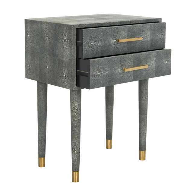 Nour Faux Shagreen End Table, Dark Grey