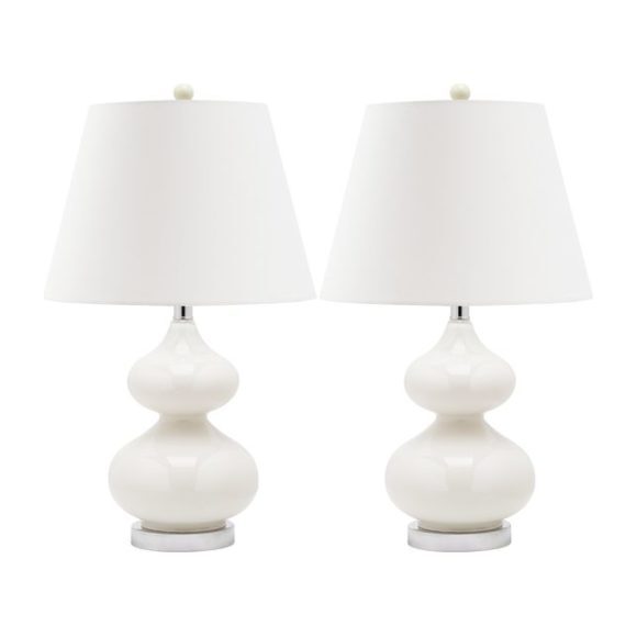 Set of 2 Eva Double Gourd Glass Lamps, White