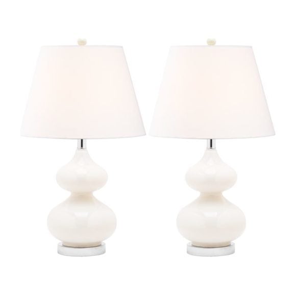 Set of 2 Eva Double Gourd Glass Lamps, White