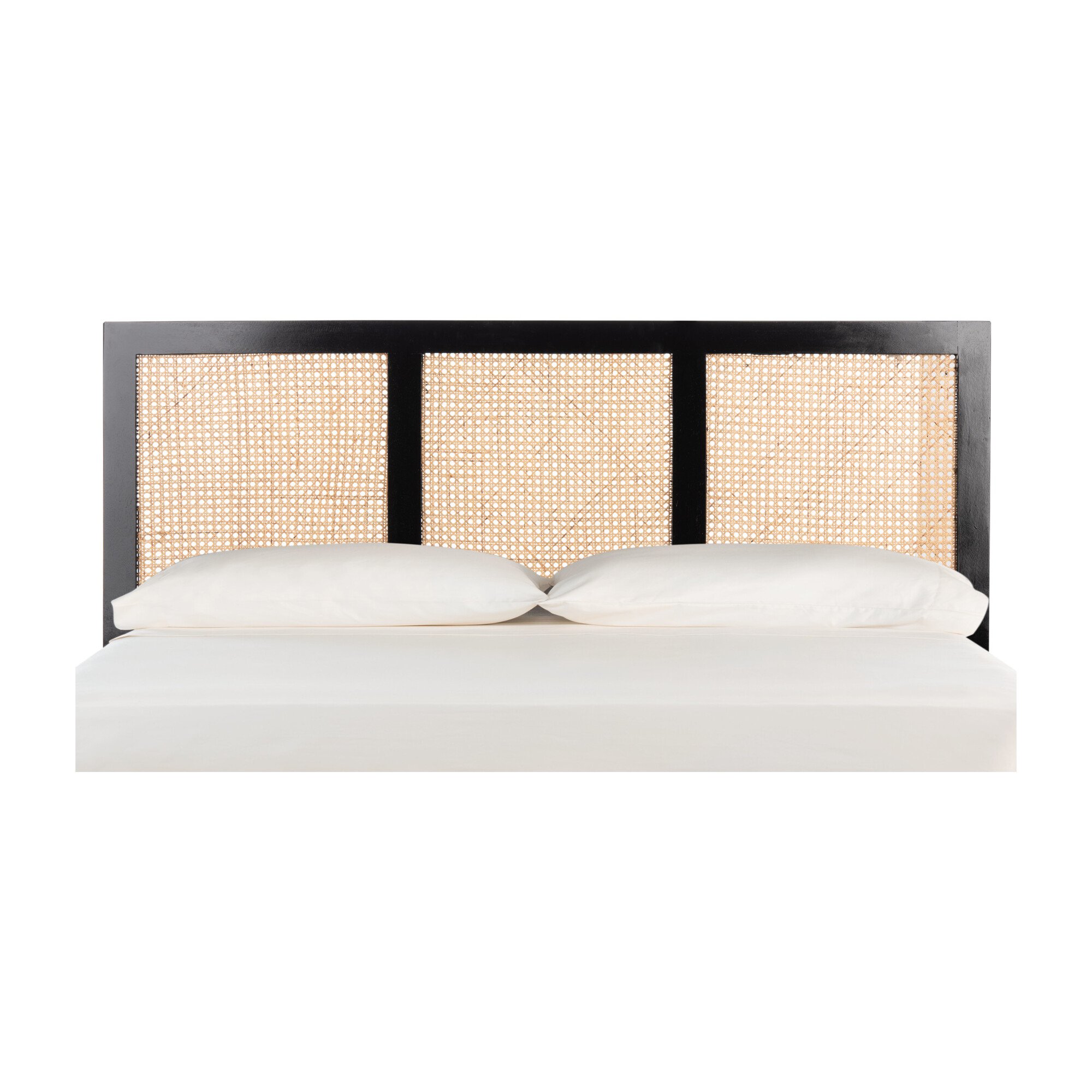 Vienna Cane Headboard, Black Home Furniture Beds