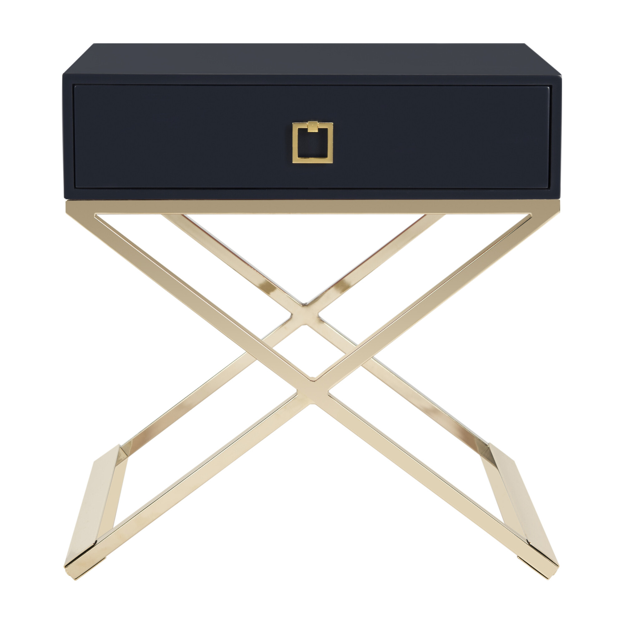 Zarina Cross Leg End Table, Navy Home Furniture Nightstands & Accent