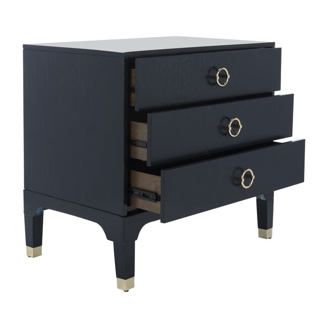 Lorna 3-Drawer Nightstand, Navy - Nightstands - 2