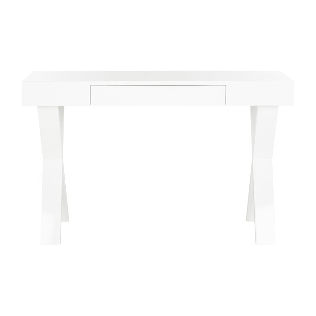 Alessia MidCentury Lacquer Vanity Desk, White Safavieh Play Tables