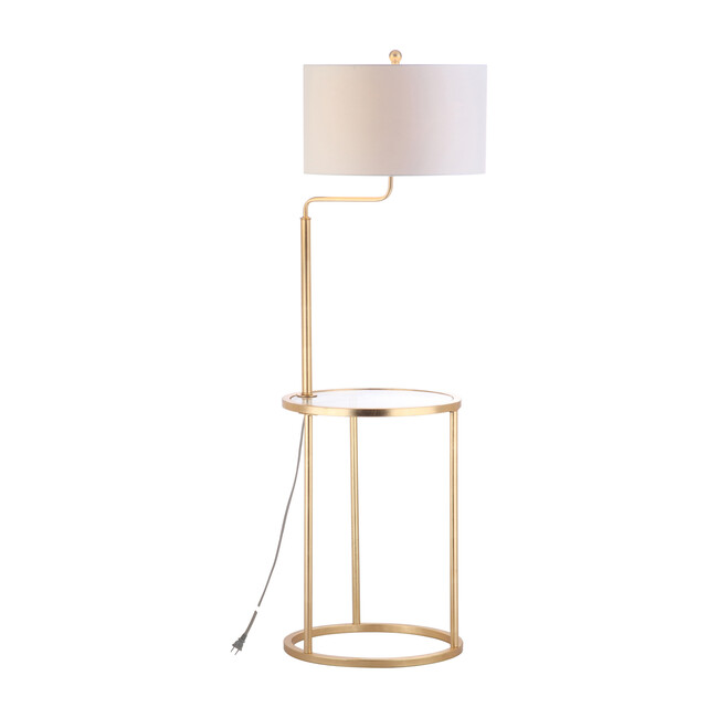 Crispin Floor Lamp Side Table, Gold