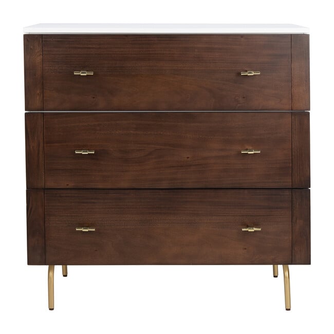 Genevieve 3 Drawer Dresser, White/Walnut - Dressers - 1