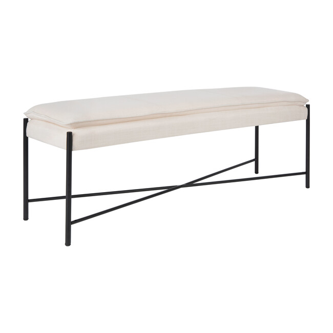 Kara Cushioned X Bench, Light Beige/Black - Accent Seating - 3