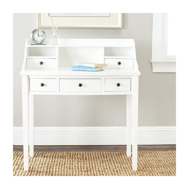 Landon 5-Drawer Desk, White Poplar