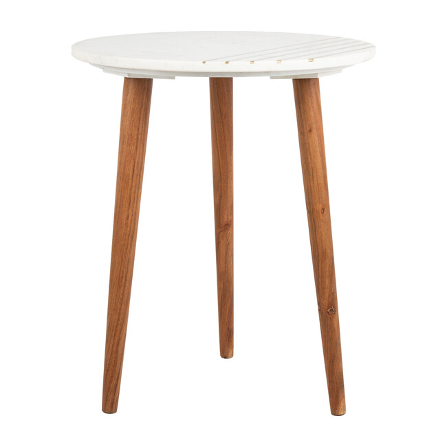 Valerie Round Marble Accent Table, Brown Multi