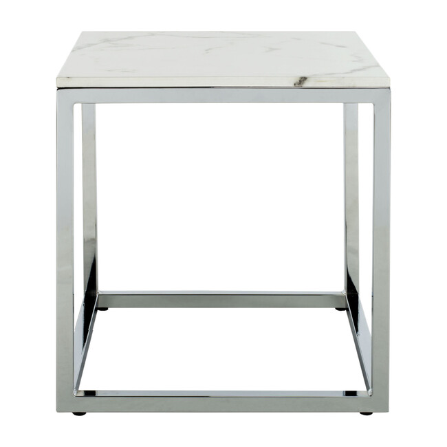 Bethany Square End Table, White/Gold