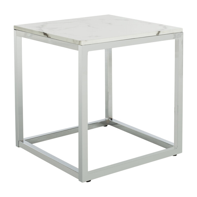 Bethany Square End Table, White/Gold