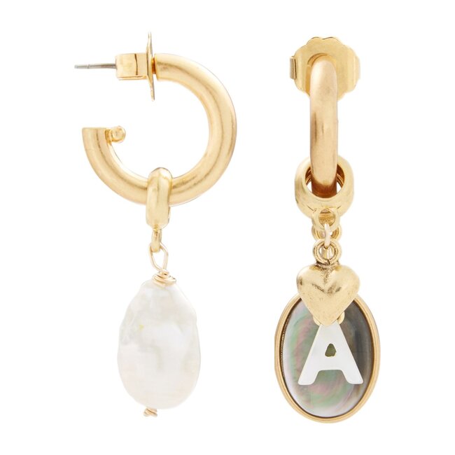 Persona Charm Letter Hoop Earrings