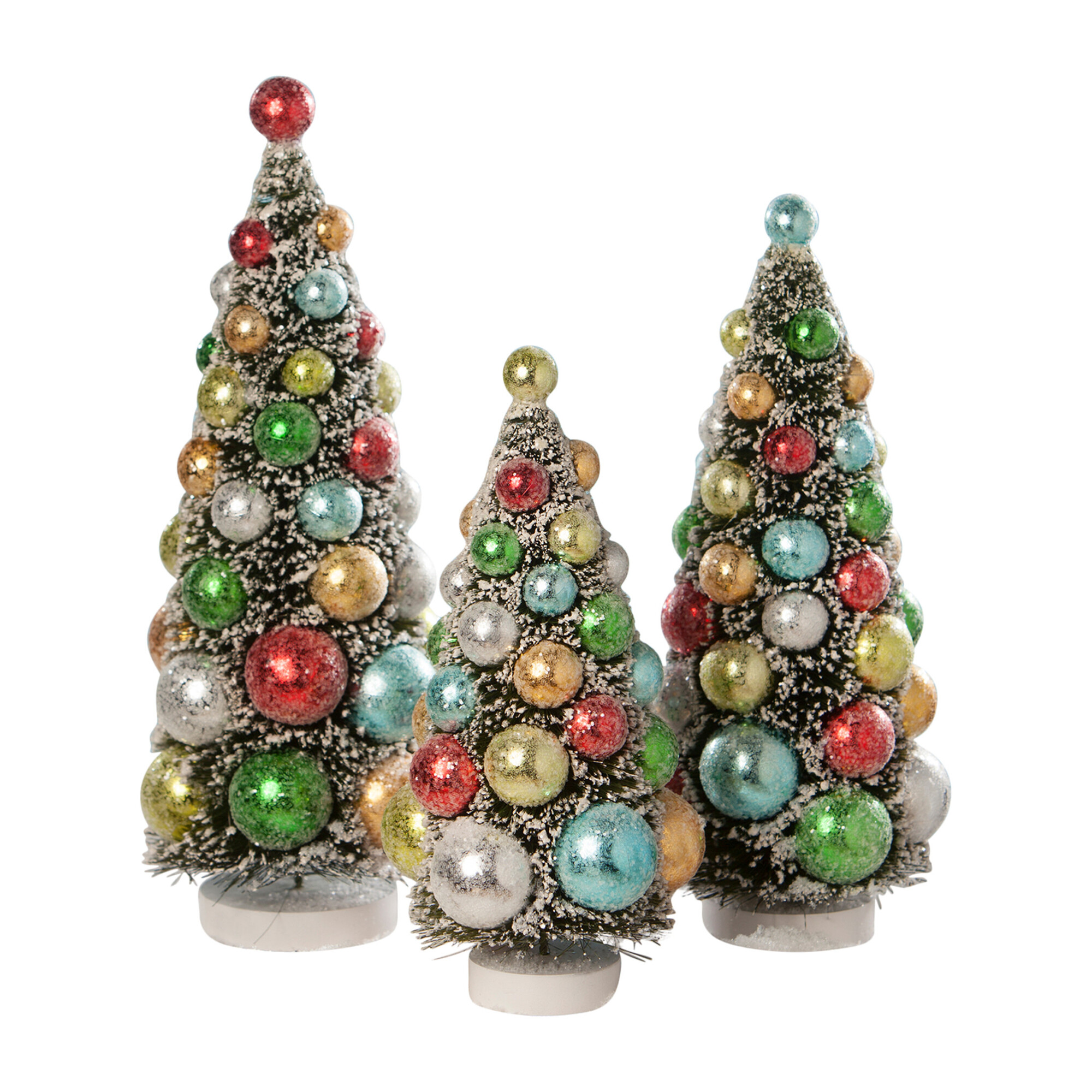 Merry & Bright Bottle Brush Trees, Set of 3 Home Seasonal Accents