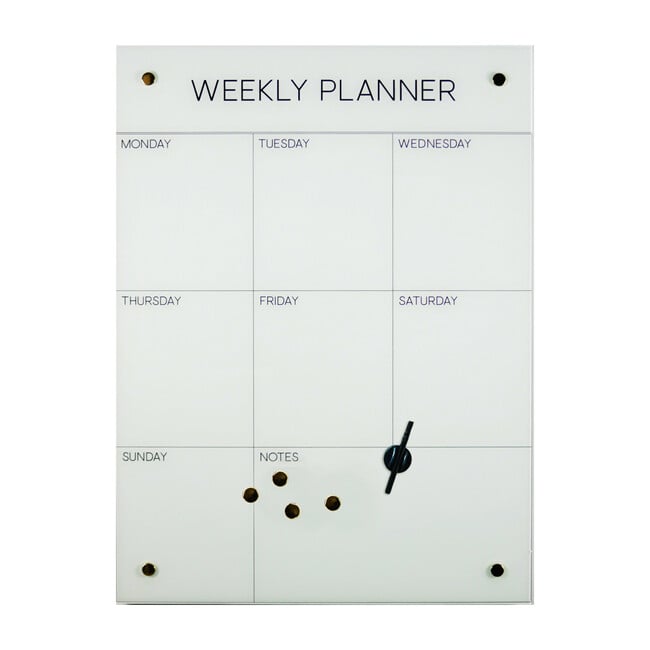 Weekly Planner Dry-Erase Board, Glass