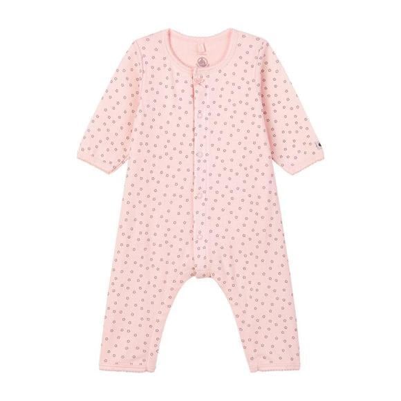 Lacoupe Pajamas With Feet, Pink Star Print - Pajamas - 1
