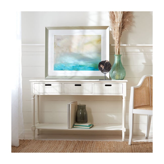 Landers 3-Drawer Console, Distressed White - Accent Tables - 2