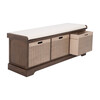 Landers 3-Drawer Cushion Storage Bench, Brown - Accent Seating - 3