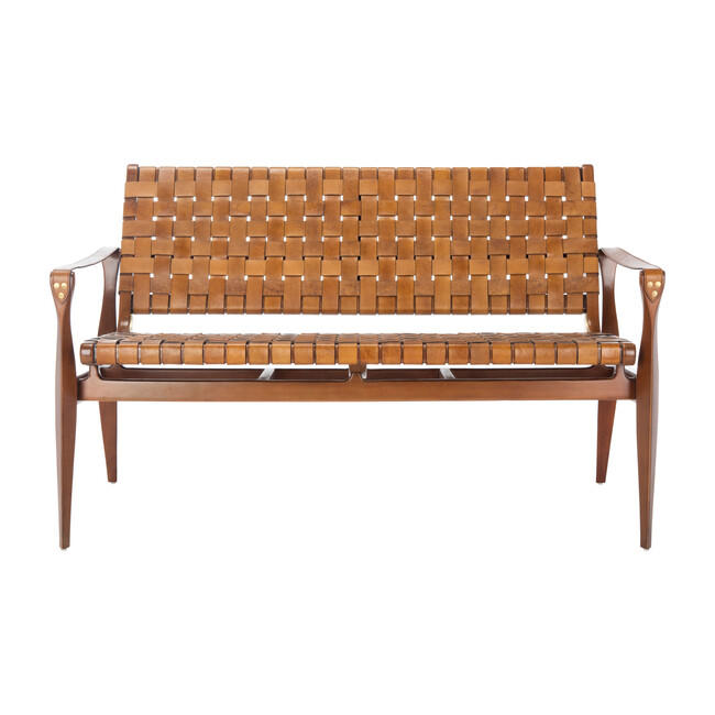 Dilan Leather Loveseat, Brown