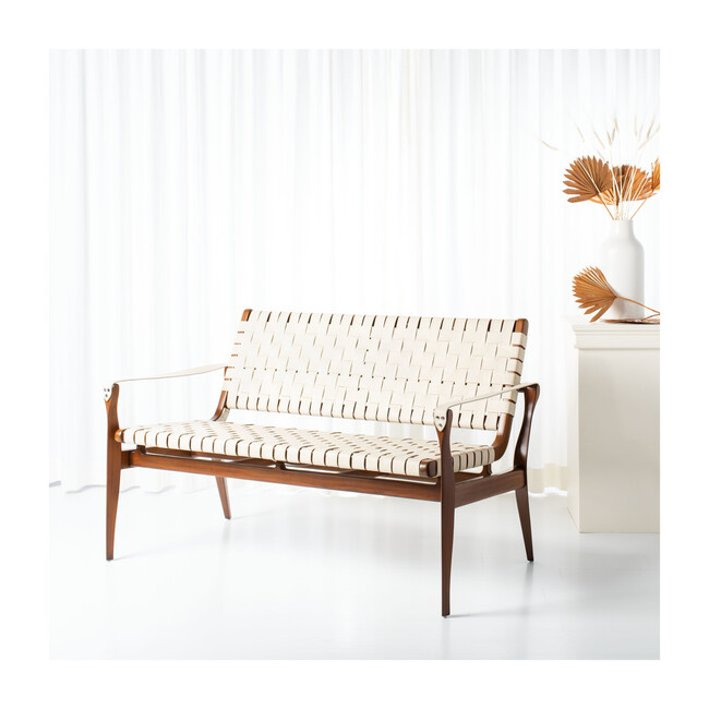 Dilan Leather Loveseat, White