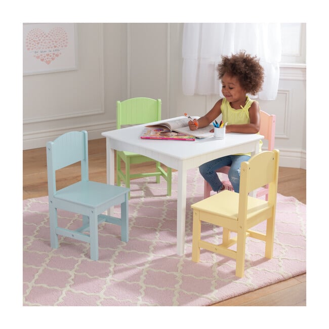 Nantucket Table and 4 Chair Set, Pastel